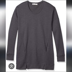 Fig Olive Vid V-neck Long Sleeve Drop Shoulder Tunic Size L